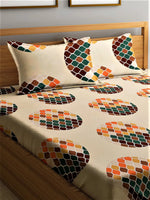 Home Sizzler 144TC Microfibre Multicolor Double Bedsheet With 2 King Size Pillow Covers-HSDBS004091