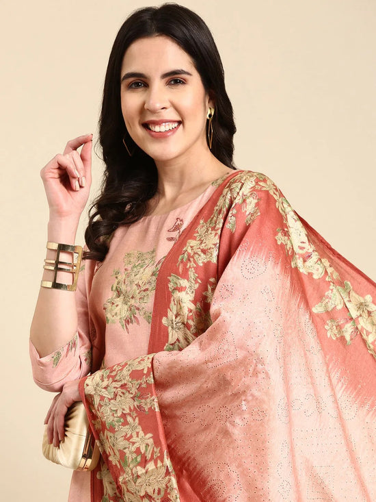 Women's Pink Printed Straight Kurta-SKC-833-Pink