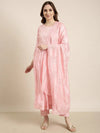 Women Anarkali Pink Solid Kurta and Trousers Set Comes With Dupatta-UB-2886-Pink