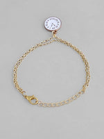 Gold Plated White Clock Charm Bracelet-VOJ132