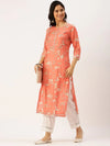 Women's Pink Printed Kurta Sets-GW-2673-Peach