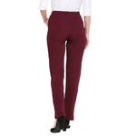 Smarty Pants Women's Cotton Lycra Straight Leg Wine Color Formal Trouser