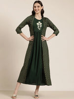 Women Green Solid Anarkali Kurta-JC-621-Green