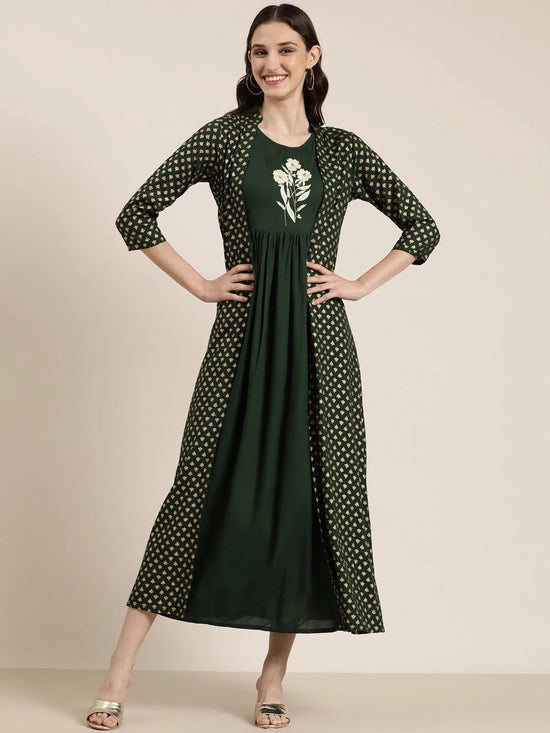 Women Green Solid Anarkali Kurta-JC-621-Green