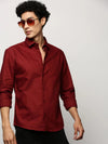 Men Maroon Solid Shirt-FAVORPLAIN-193-Maroon