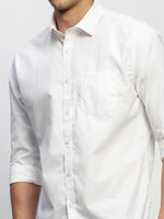 Men White Solid Shirt-RAYMONDSDOBBY-268-White