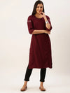 Women's Magenta Solid Straight Kurta-DF-1203-Magenta