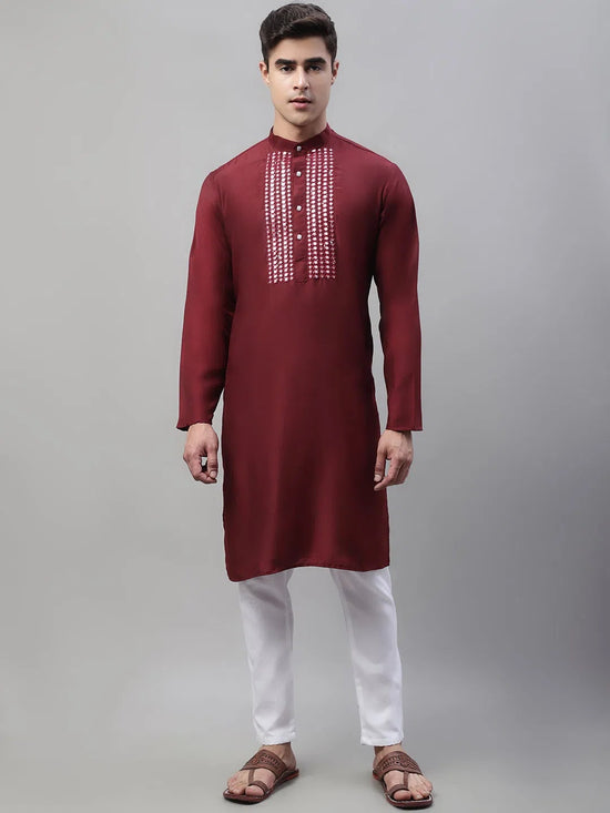 Mirror Work Kurta Pyjama-JOKP-P-693Maroon