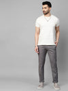 Genips Men's Cotton Stretch Caribbean Slim Fit Self Design Grey Trousers