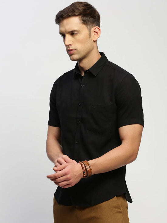 Men Black Solid Shirt-BRION-1807-Black