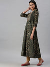 Women's Green & Gold Printed Anarkali Kurta-RF1394-Green-Gold