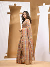 Dark Beige Cotton Blend Handwoven Saree With Paisey Motifs-MA53BCT041400062