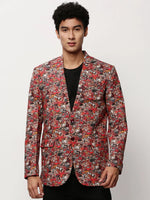 Men Rust Printed Casual Blazers-SOBLZ-082-9-Rust