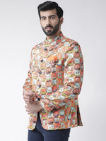 Hangup Men Standard Printed Men Formalwear-D992ButtonBlazer