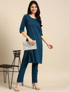 Women's Blue Solid Kurta Set-SKC-3327-Teal