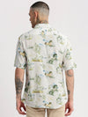 Men Spread Collar Animal Off White Casual Shirt-ZEPTO-2222-Offwhite