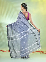 Grey Cotton Soft Saree With Texture Designs-MA62CT331210045