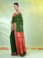 Green Cotton Saree With Nakshi Zari Borders-MA66BCT431050023