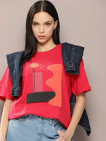 Dillinger Pink Graphic Oversized T-Shirt-WMNCR425CPK-XS