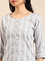 Women's Grey Solid Straight Kurta-SKC-789-Grey