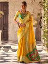 Saree Mall Women's  Blend Yellow Woven Design Designer Saree With Blouse Piece-NAYRA470003