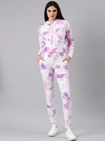 Women White Tie Dye Tracksuit-AF-2102-Whitepurple