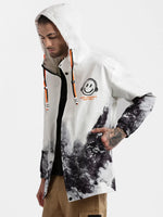 Men Hooded White Typography Tailored Oversized Jacket-K-8869-White