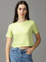 Women's Green Solid Crop Top-TG-8815-Limegreen