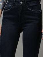 Women's Navy Blue Solid Slim Fit Denim Jeans-GZ-5169-2-Navyblue