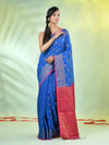 Sky Blue Cotton Saree With Zari Borders-MA66BCT43830043