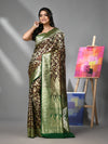 Dark Chocolate Silk Banarasi Saree With Zari Woven Designs-MA52BSL441050055