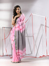 Baby Pink Cotton Saree With Stripes Design-MA55CT06540038