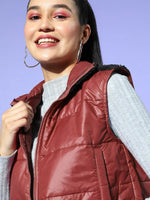 Women Solid Standard Maroon Jacket