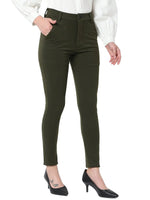 Smarty Pants Women's Cotton Lycra Ankle Length Olive Formal Trouser-SMPT-593D-S