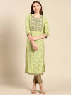 Women's Green Printed Straight Kurta-GW-3436-Green