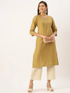 Women's Green Solid Straight Kurta-DF-1201-Green