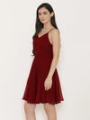 Back knot short skater Dress in Maroon