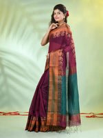 Magenta Cotton Saree With Zari Borders-MA66BCT43620060