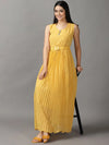 Women's Yellow Solid Fit and Flare Dress-KG-8046-Yellow