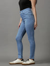 Women's Blue Solid Skinny Fit Denim Jeans-GZ-5281-1-Blue