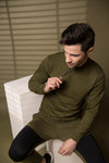 Rigo Olive Green Cut & Sew Terry Round Neck Sweatshirt-SW09211104-3XL