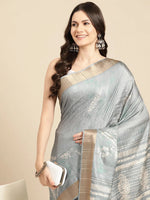 Minimalist Aura Drape Saree-SZ-FLORA-GY-1980