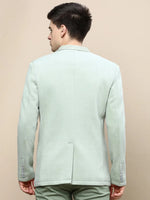 Men Green Solid Casual Blazers-AR-44-Green