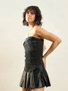 Women Black Washed Front Pocket Denim Tube Top