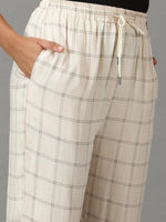 Women's Cream Checked Trouser-AE-10465-Cream