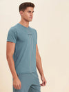 Men Teal Blue BEAT THE HEAT Dry Fit T-Shirt