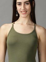 Women's Green Solid Tank Top-AE-10492-Olive