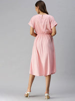 Women Peach Striped A-Line Dress-AE-9873-Peachwhite