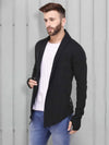 Rigo Black Thumbhole Open Long Cardigan Full Sleeve Shrug For Men