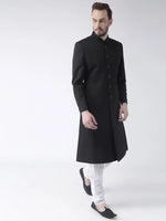 Hangup Men Standard Solid Men's Indian Wear-BlackSherwani23